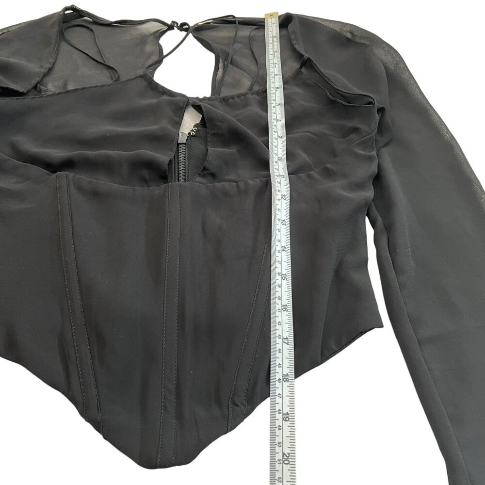 House of CB Black Sheer Sleeve Blouse - Picture 13 of 16